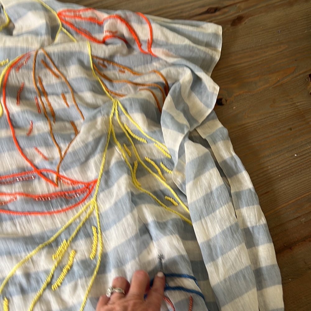 Anthropologie Fringed Embroidered Caftan Coverup - Picture 9 of 9